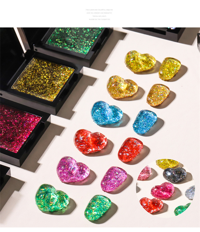 小红书美甲日式uv固态亮片胶爆闪镭射闪粉亮片指甲油胶美甲店专用