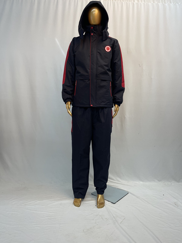 冬季中学生校服套装小学高中生班服男女长袖运动服时尚黑红色