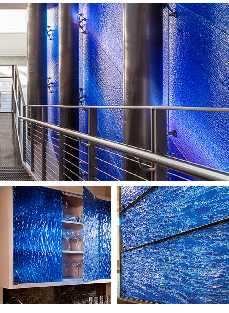 水波纹热熔玻璃台面彩色艺术热熔玻璃工艺隔断背景墙热熔玻璃