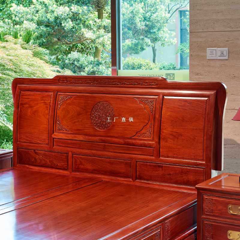 hf2x红木床缅甸花梨木家具大果紫檀实木双人床1.