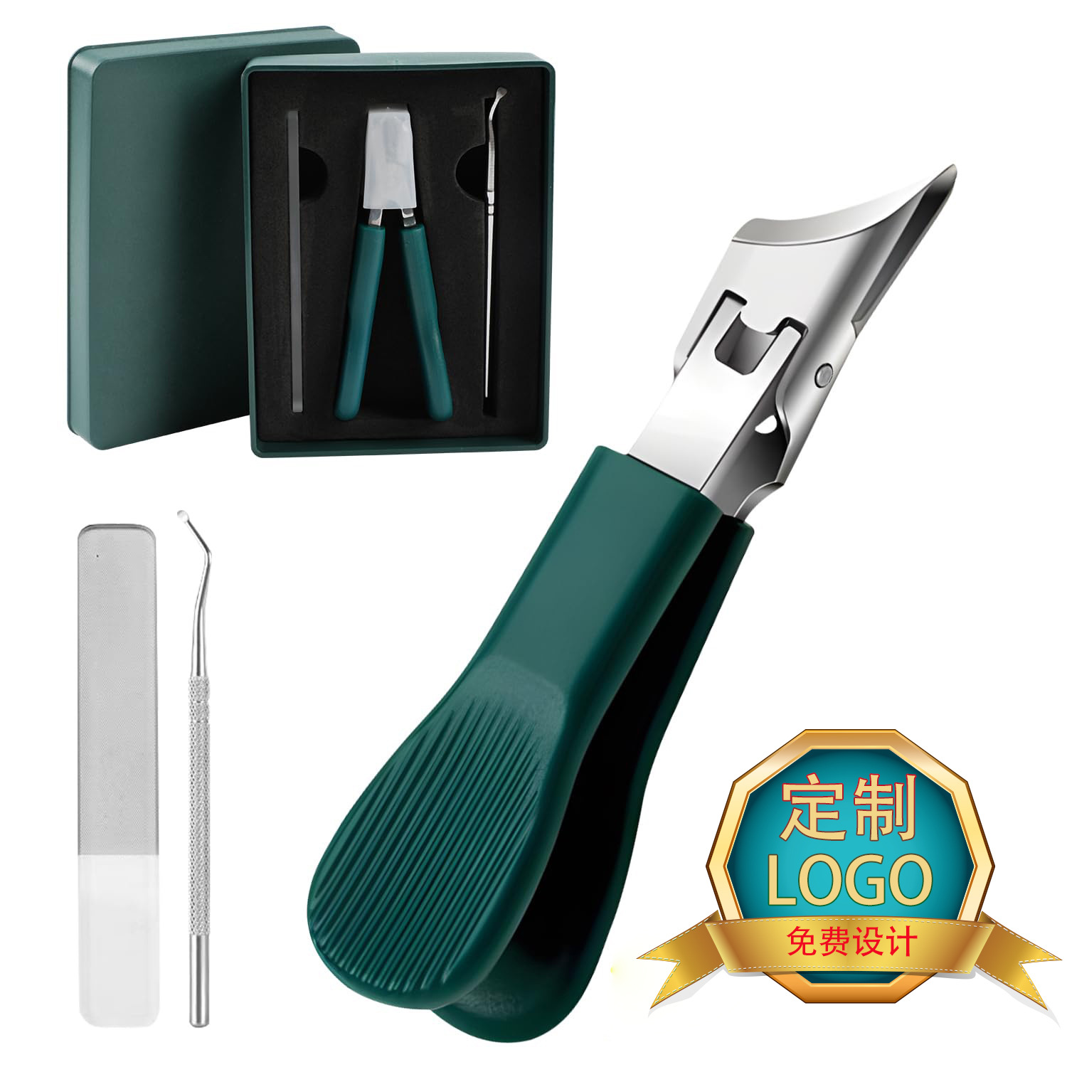 斜口指甲刀大开口指甲剪鹰嘴尖口厚脚趾甲护理定制LOGO指甲钳套装