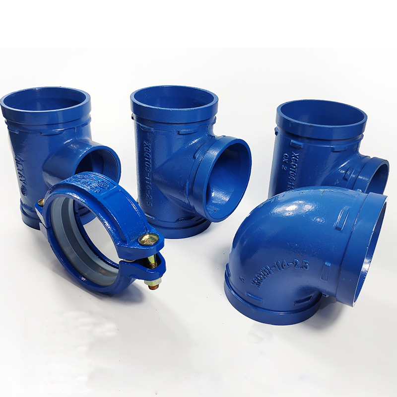 热镀锌沟槽卡箍涂塑消防管件卡箍弯头给水排水管件衬塑沟槽管件068