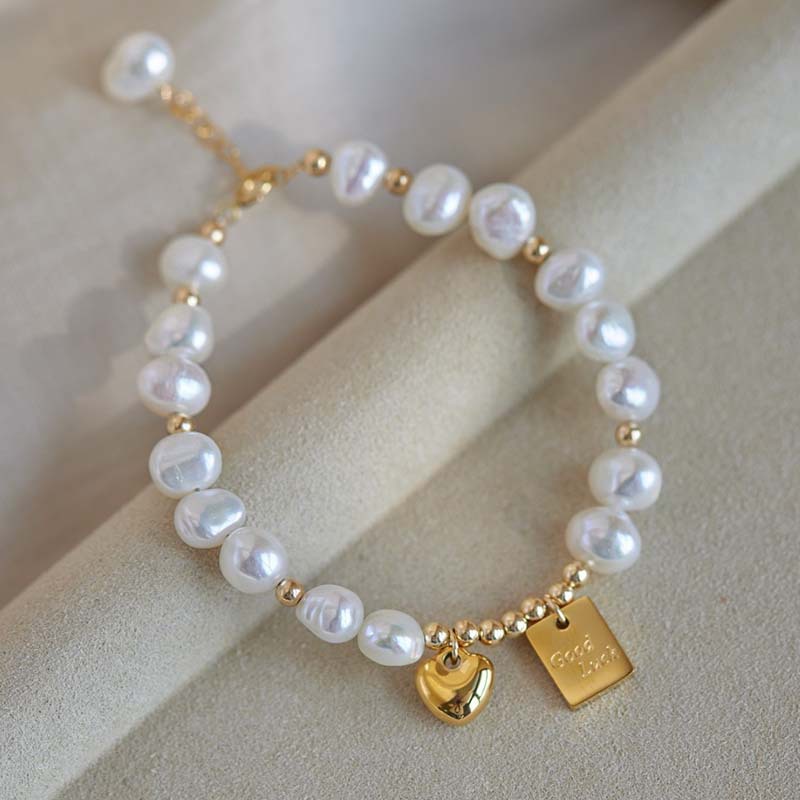 high-grade beaded special-shaped bracelet ornament lucky heart baroque imitation pearl bracelet women‘s new all-matching niche