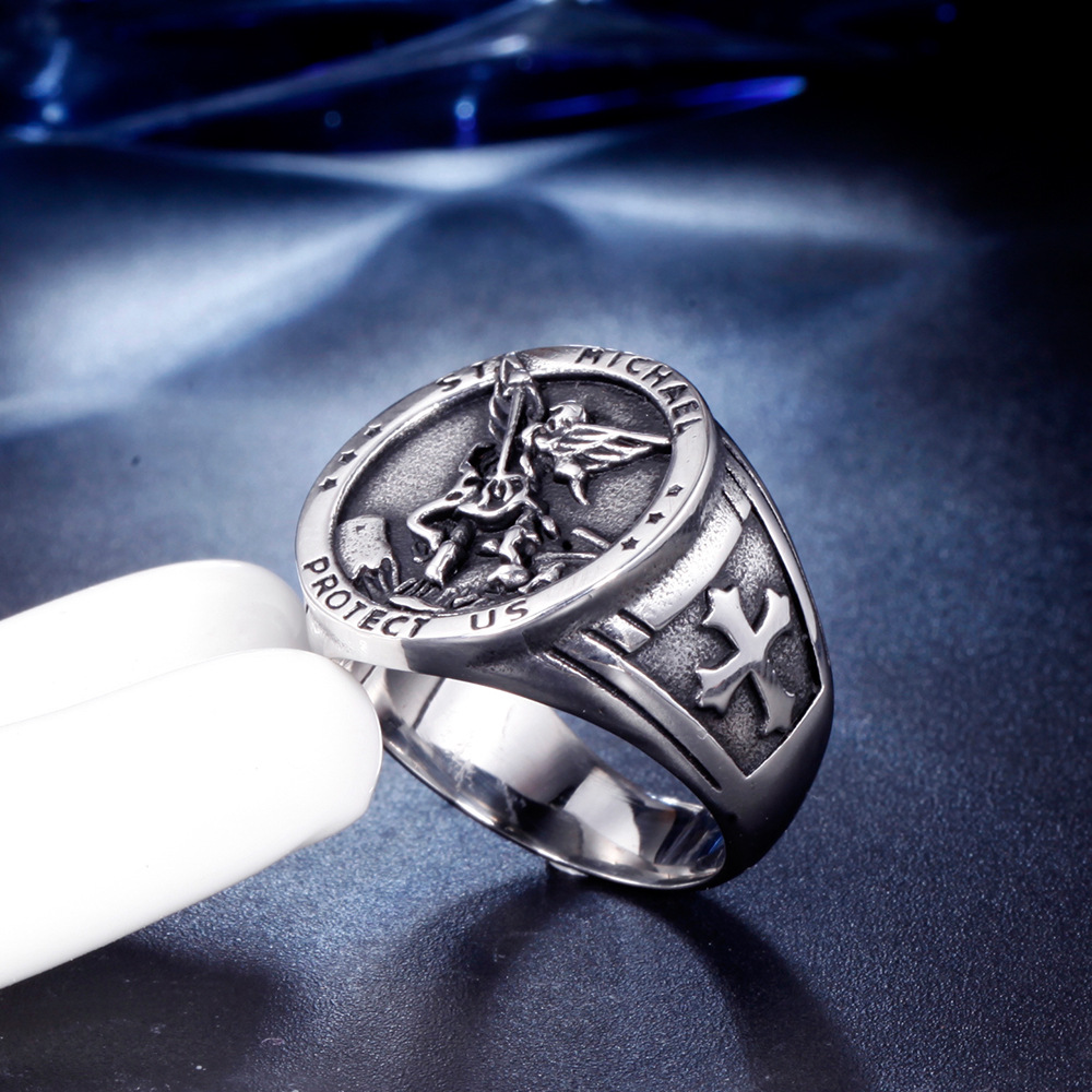 欧美热销圣战天使天主教圣战戒指 十字军戒指霸气个性指环