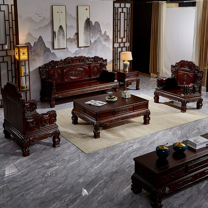 全实木沙发组合客厅家具新古典经济型雕花仿古中式桦木厂家直销