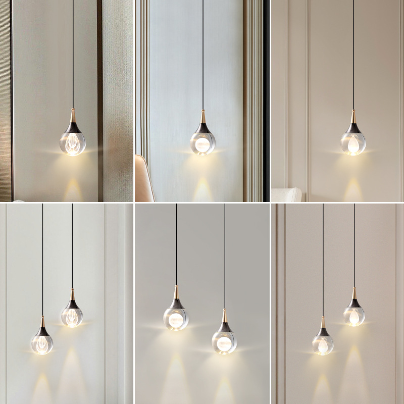 Bedroom Bedside Chandelier Modern Simple and Light Luxury Dining-Room Lamp Design Sense Long Line Small Droplight Living Room Wall Light Bulb