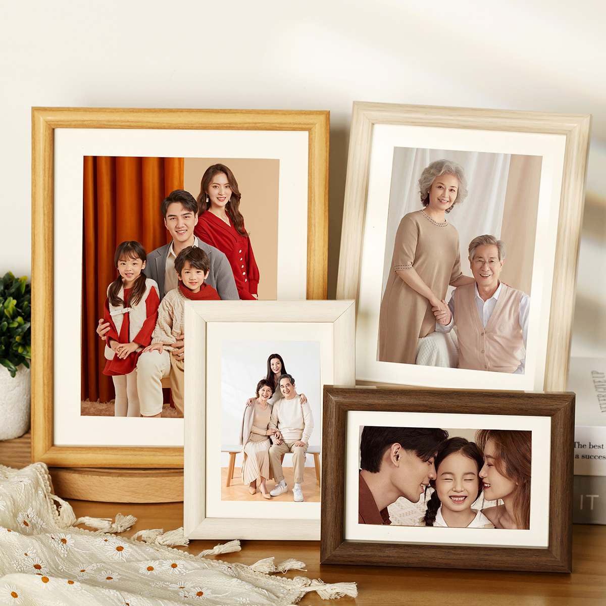 28n冲洗照片打印做成相框摆台实木质感挂墙6六7七8寸定 制diy