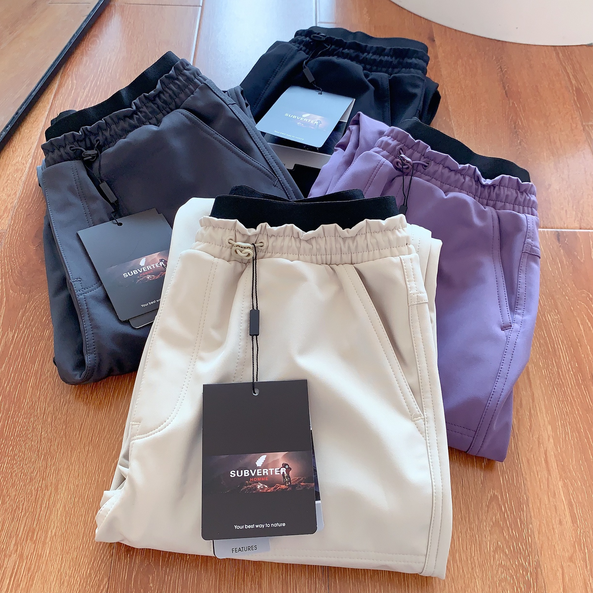 渠道好货 男女情侣款秋冬户外复合一体绒防风防水软壳冲锋裤