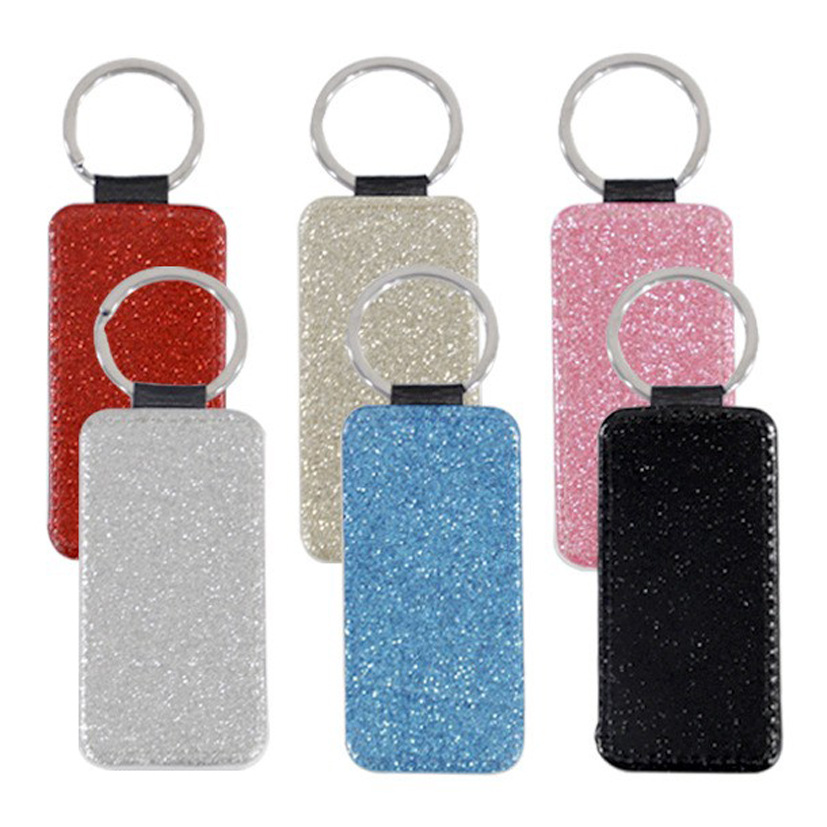 Factory Direct Supply Thermal Transfer Litchi Pattern Keychain Blank Pu Shiny Key Pendants DIY Blank Consumables Wholesale