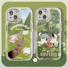 卡通镜面躺平动物iPhone15/14适用11苹果12/13PROMAX手机壳保护套