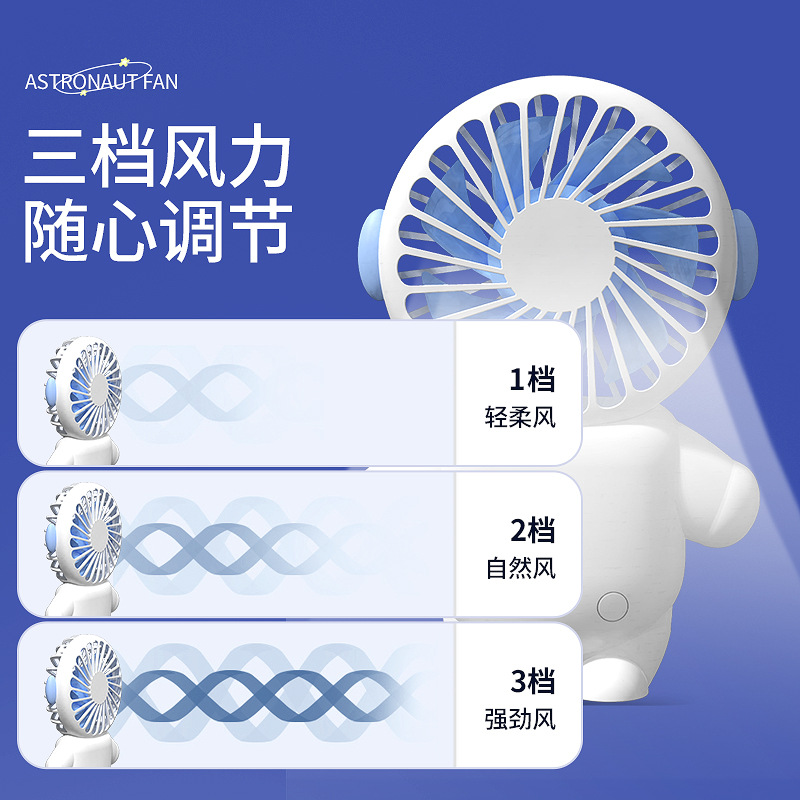 New Handheld Cartoon Mini Small Electric Fan Rechargeable Gift Portable Spaceman Gift Little Fan Desktop