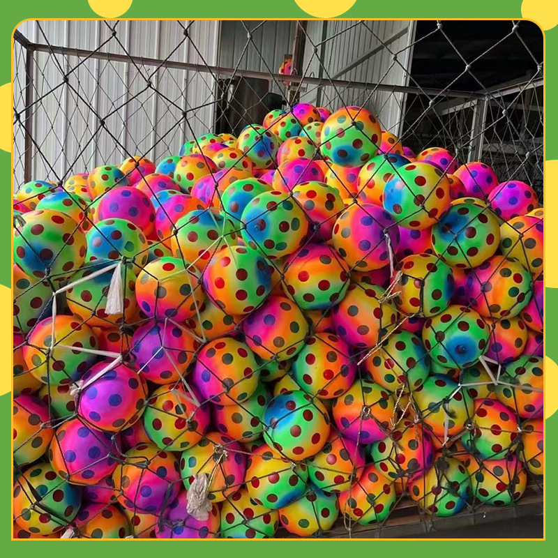 Direct Sales 9-Inch Pvc Thickened Mixed Rainbow Ball Children's Inflatable Pat Ball Color Volleyball Can Be Customized Hang Rope