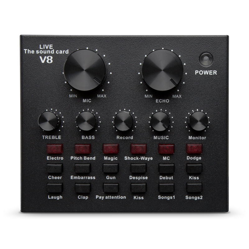 英文版v8声卡双手机声卡手机电脑直播声卡k歌声卡sound card