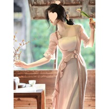 新中式连衣裙女装2024夏季新款别致温柔仙女裙拼接设计高级感长裙