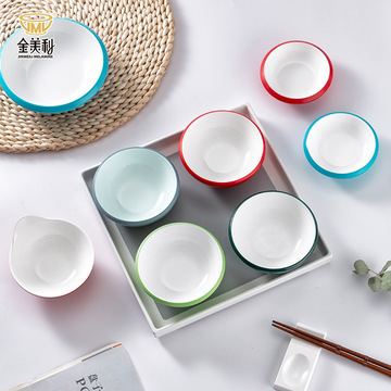 金美利密胺餐具双色小碗调料摆台定制火锅店餐具