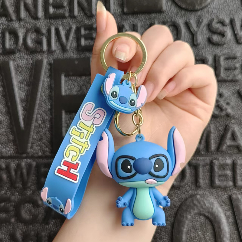 New Cartoon Stitch Keychain Cute Creative Silicone Toy Bag Package Pendant Car Key Chain Wholesale