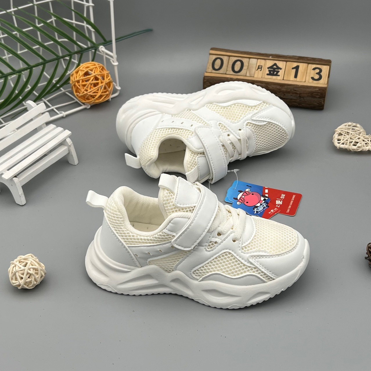 2023春秋夏季儿童小白鞋男童女童白色鞋子表演双网透气网鞋运动鞋