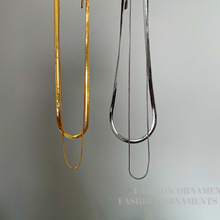 欧美风双层叠戴个性铜材短款毛衣链设计感项链气质蛇链颈链女T190