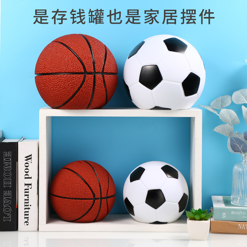 Vinyl Drop-Resistant Hand-Painted Football Coin Bank Creative Gift for Boys Savings Bank Basketball Desktop Study