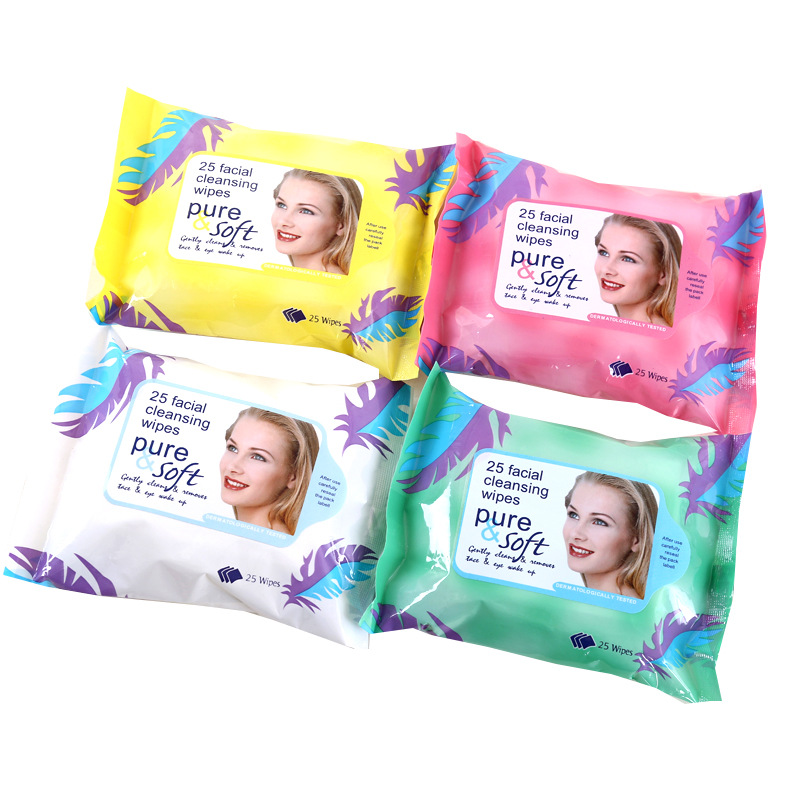 Wet Wipes Manufacturers Women's Makeup Remover Wet Wipes 25 Pieces Wet Wipes Foreign Trade Feather Wet Wipes Disposable Neutrogena Cleansing Towelettes