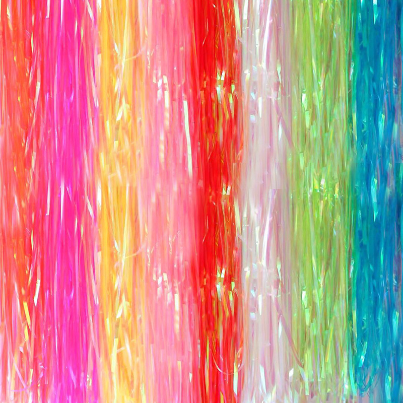 1*2 M Rainbow Colorful Rain Silk Tassel Wedding Room Party Layout Photography Background Wall Curtain Decoration Wholesale