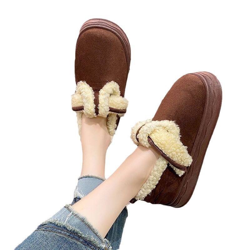 2023 Boken Cotton-Padded Shoes for Women Non-Slip Cotton Shoes Outdoor Indoor and Outdoor Home Office All-Matching Korean Cotton Shoes