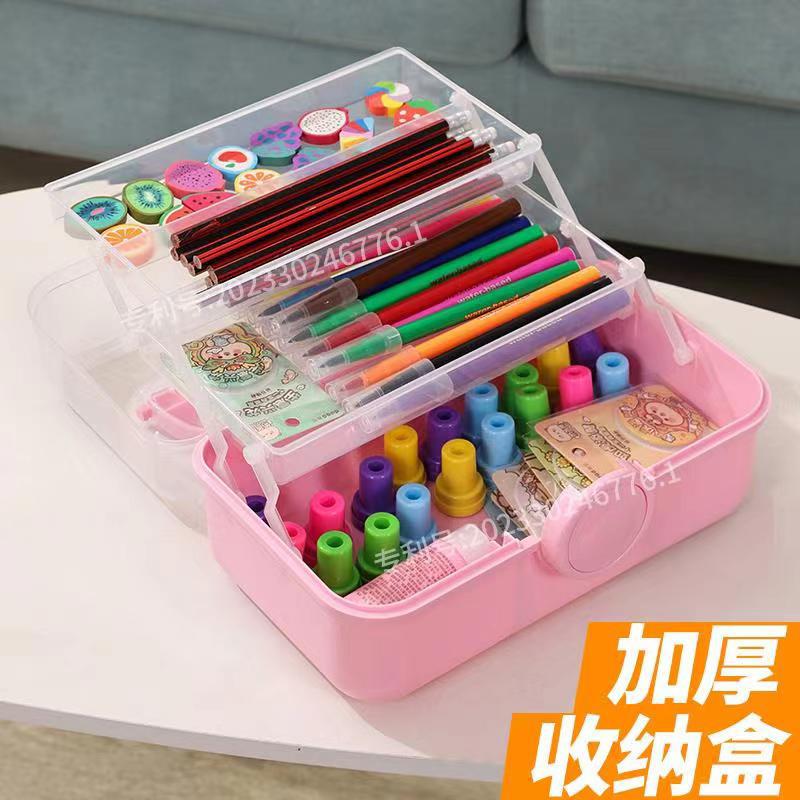 Toy Toolbox Factory Wholesale Transfer Three-Layer Storage Box Transparent Plastic Storage Box Multi-Functional Sundries