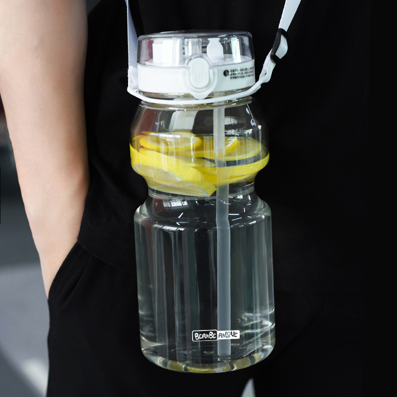 大容量健身1500ml高颜值透明水壶双两饮吸管直饮学生孕妇可用