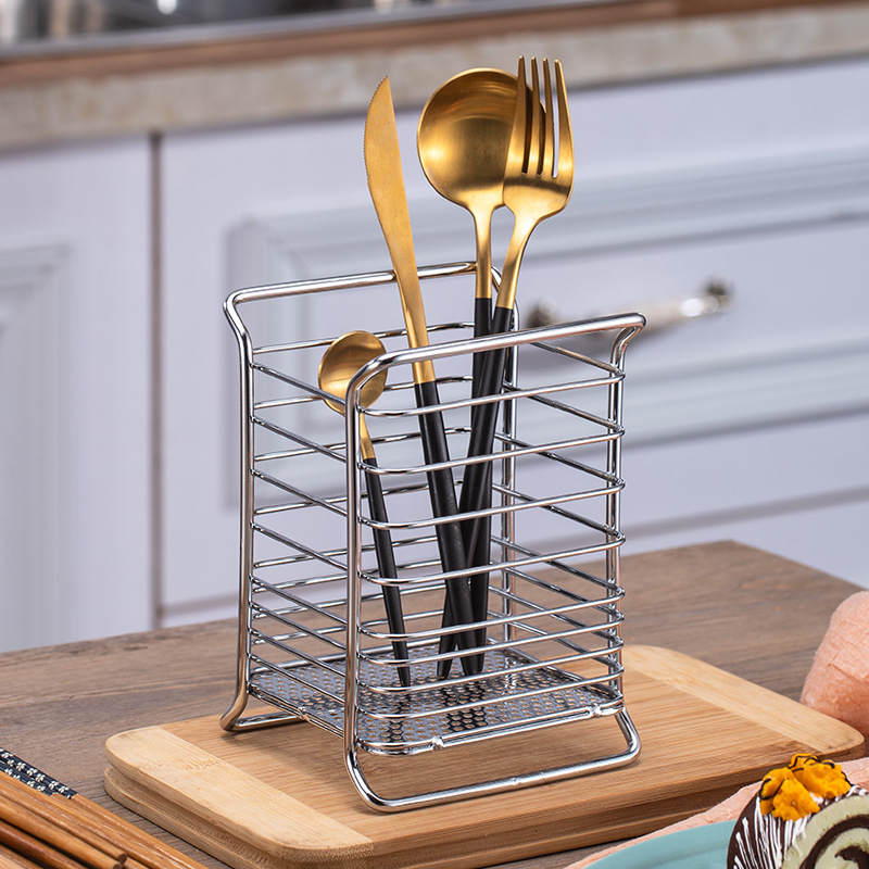 Cross-Border Wholesale Kitchen Draining Chopsticks Shelf Storage Rack Punch-Free Iron Chopsticks Cage Creative Table Knife and Fork Storage Rack