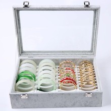手镯盒子收纳箱透明玻璃盖箱首饰盒木质收纳珠宝箱复古金银整理