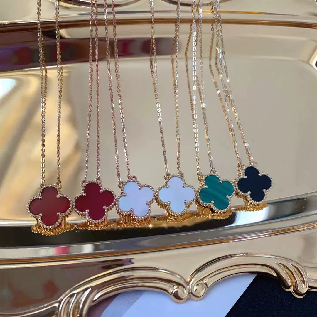 vcasuper四叶草项链女红玛瑙925纯银18k小众轻奢锁骨链提供直播代