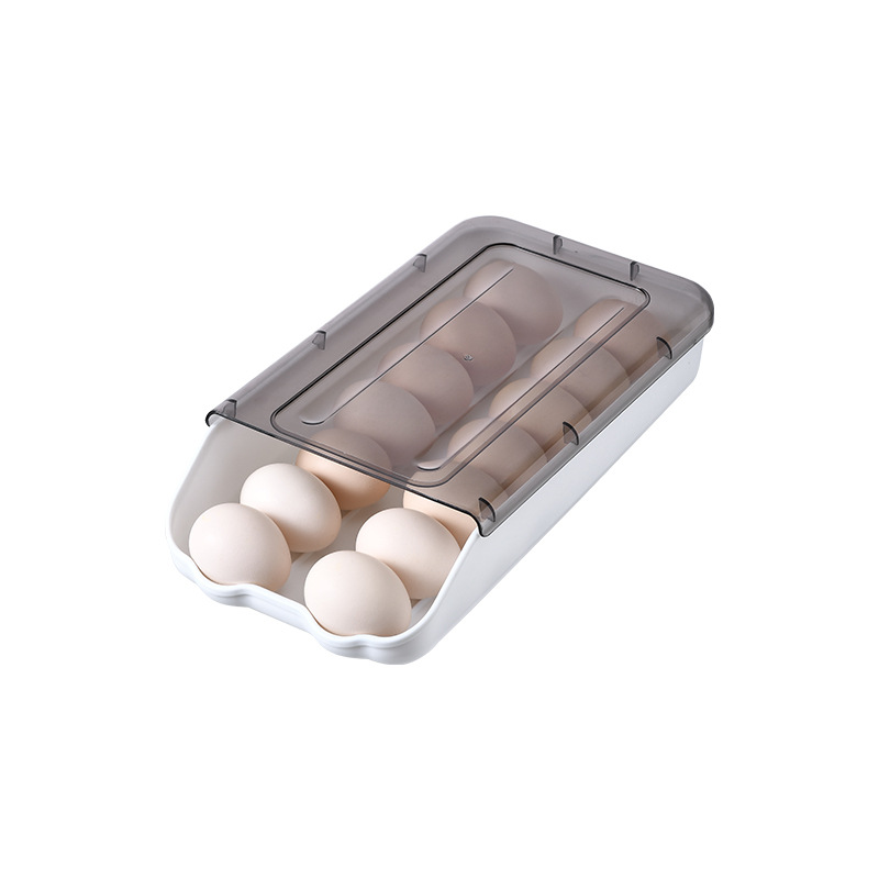 Factory Batch Household Fresh-Keeping with Lid Kitchen Storage Box Organizing Tray Drawer-Type Stackable Refrigerator Egg Storage Box