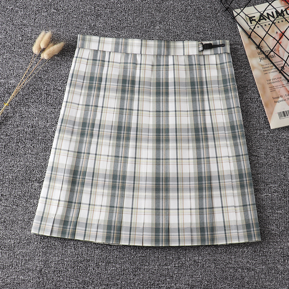 日系学院高腰格子青箬格裙jk制服裙半身裙百褶裙百折裙学生校班服