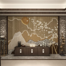 现代中式壁布电视背景墙卧室客厅沙发抽象3D立体山水墙纸无缝壁画