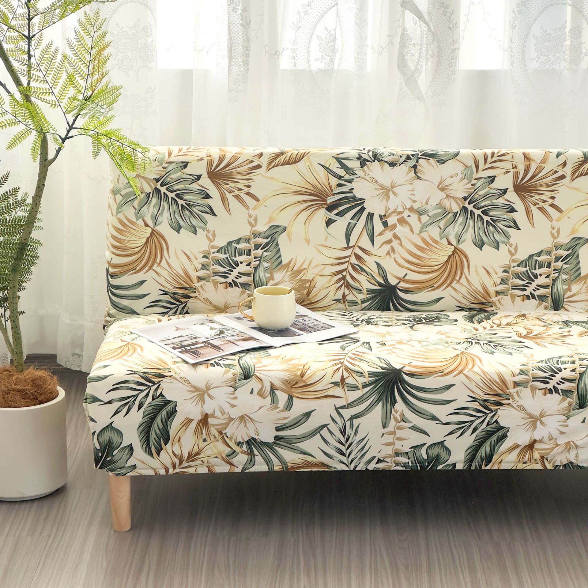 全包弹力厚实沙发床套防滑四季印花高克重牛奶丝沙发床套沙发罩