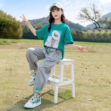 女童夏装套装时尚洋气儿童女大童夏季12到15岁时髦女孩两件套夏款