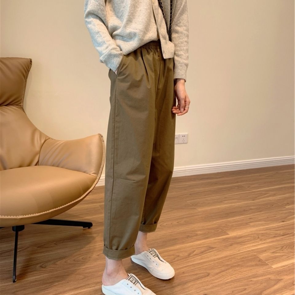 休闲软磨棉国潮时尚御姐港风复古棕色气质女神九分裤萝卜夏季女裤