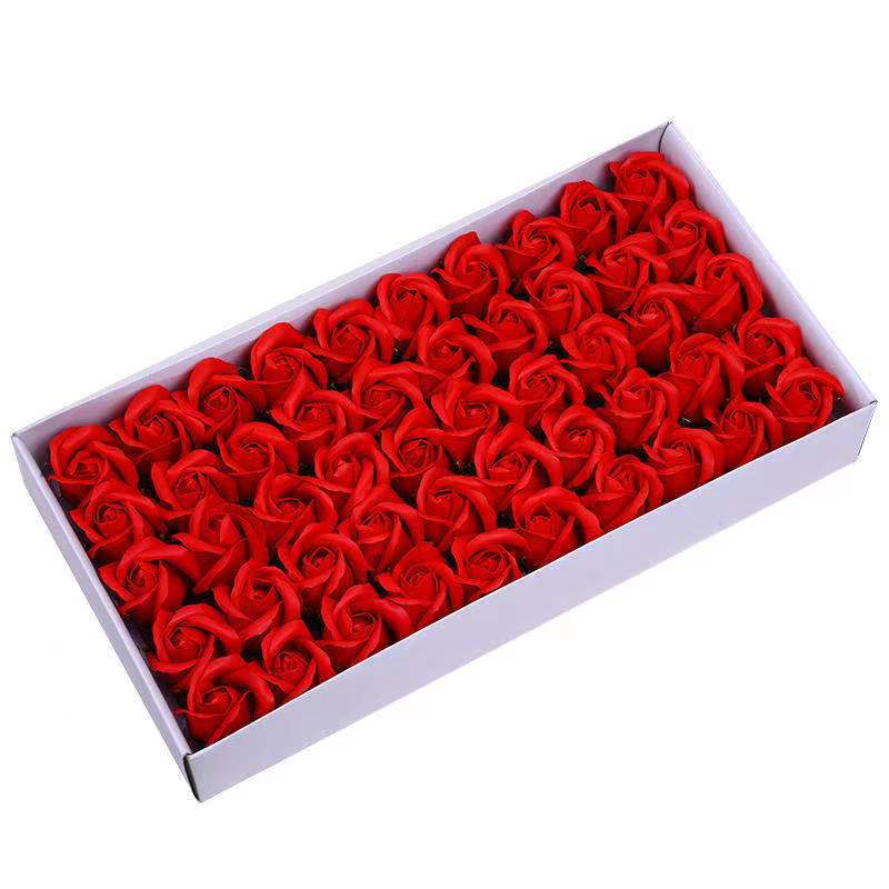 Factory Wholesale Rose Soap Flower 2 Layers with Base Flower Head Soap Flower Artificial Flower Single Bouquet Gift Box Accessories