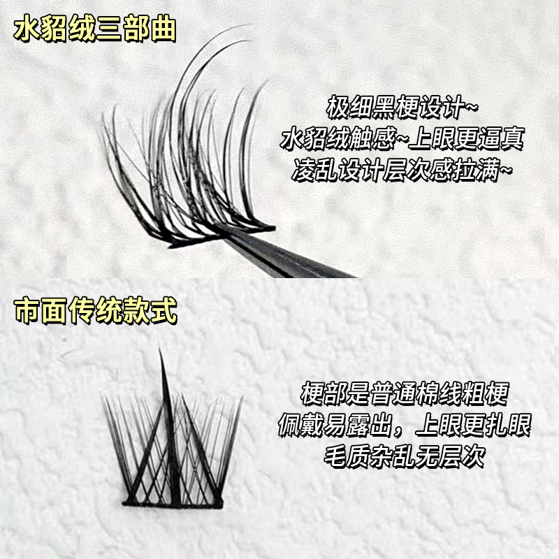 Cute Eyelash Shangpin Large Capacity 5d Mink Velvet Baby Curved Lazy Trilogy False Eyelashes Natural Cartoon Single Cluster Eyelash