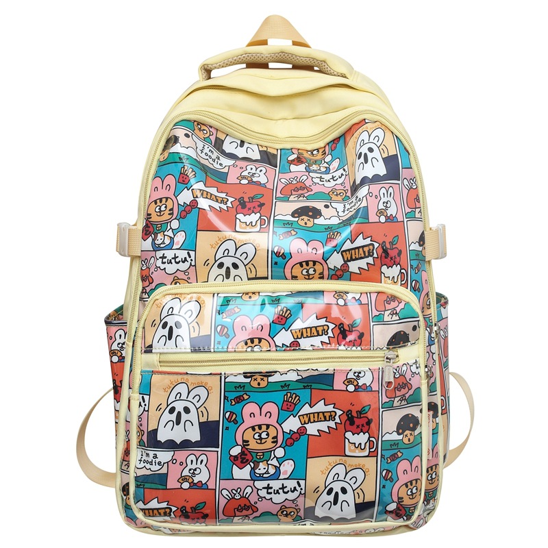 New Printed Student Schoolbag Korean Harajuku Ulzzang Nylon Backpack Cute Girl Ins Backpack for Women