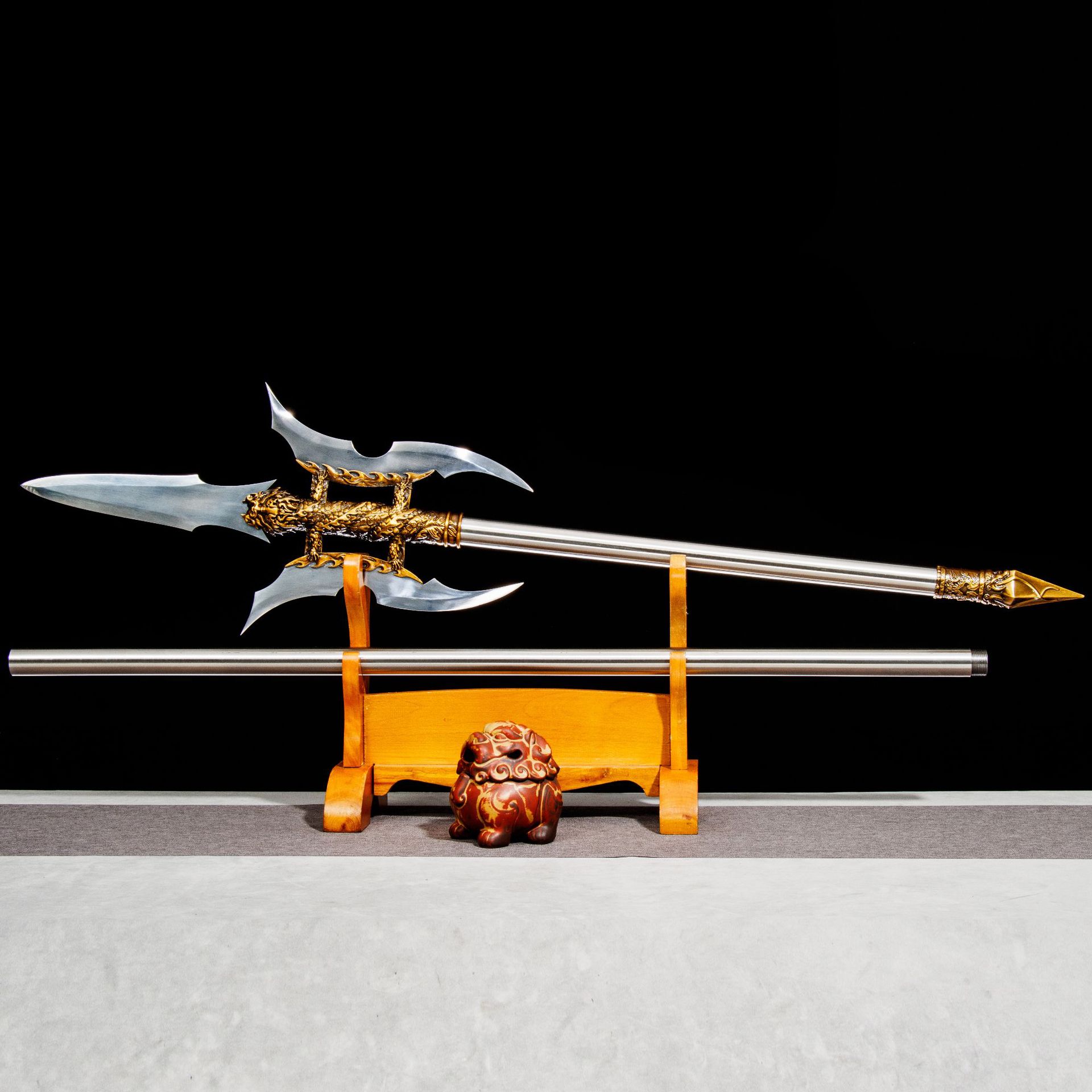 龙泉市刀剑不锈钢影视十八般兵器双月方天画戟长枪矛冷兵器未开刃