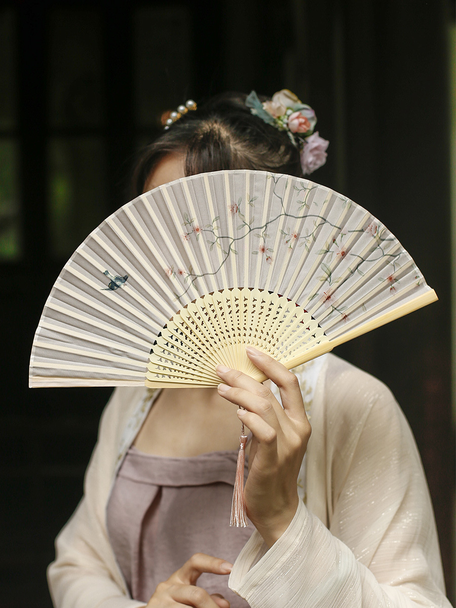 复古风扇子折扇中国风夏季苏州旗袍小扇汉服随身女竹制折叠