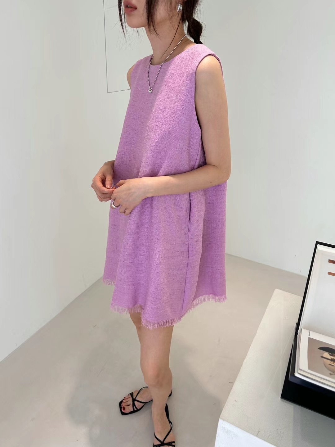 无袖简约连衣裙流苏裙-阿里巴巴