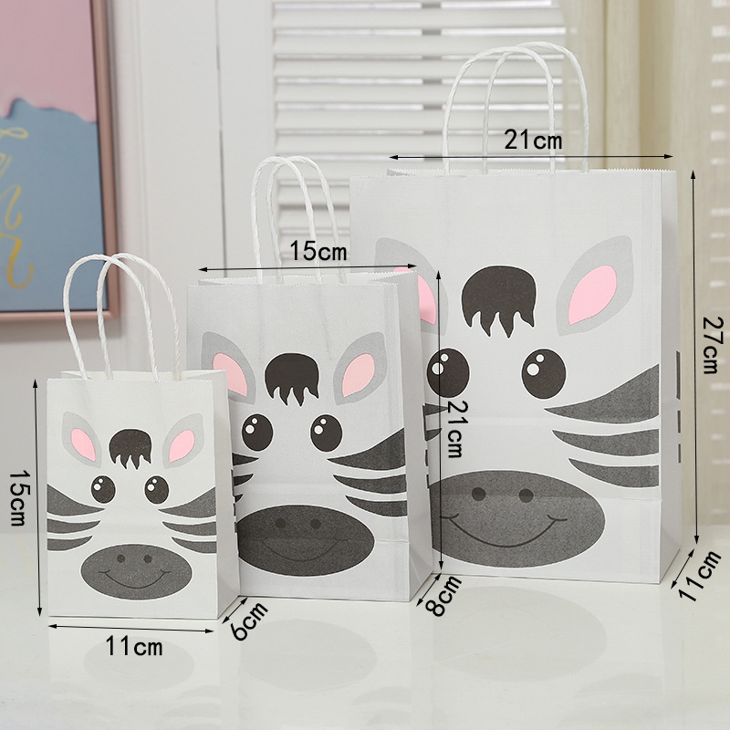 Cartoon Animal Party Arrangement Packing Bag Elephant Lion Handbag Shopping Bag Children Candy Bag Gift Paper Bag