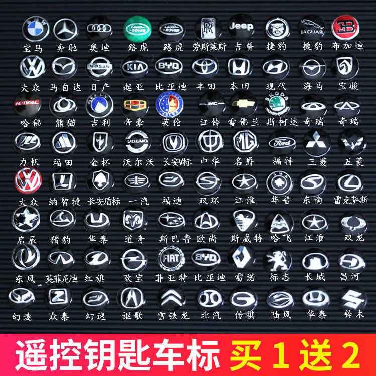 适用大众雪佛兰别克汽车遥控标志贴路虎丰本田五菱日产现代钥匙贴