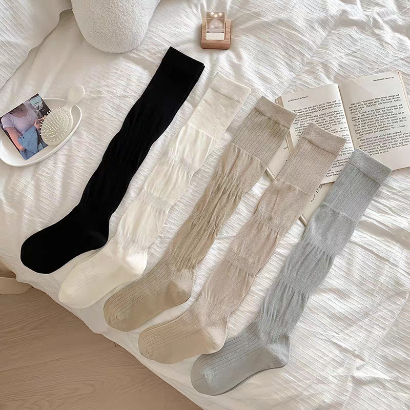 春秋袜子女ins潮精梳棉中筒长袜显瘦配小皮鞋街头外穿堆堆小腿袜