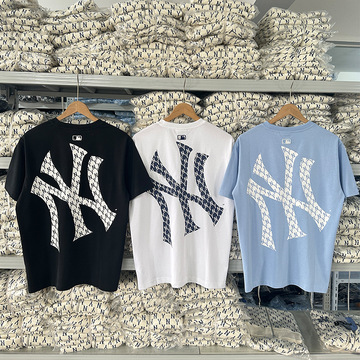 韩国m家潮牌ny字母t恤短袖男女情侣同款老花夏季休闲宽松印花上衣