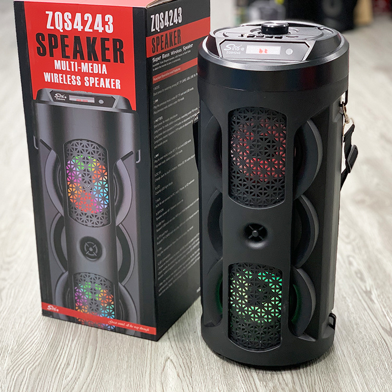 Zqs4243 New Double 4-Inch Bluetooth Speaker Double Speaker Loudspeaker Box Card Outdoor Singing Performance Square Dance Speaker