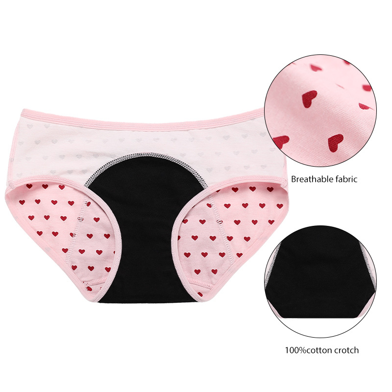 Women's Physiological Underwear Low Waist Menstrual Leak-Proof Pants for Menstrual Period Student Briefs Cotton Crotch Breathable Menstrual Period Sanitary Panty