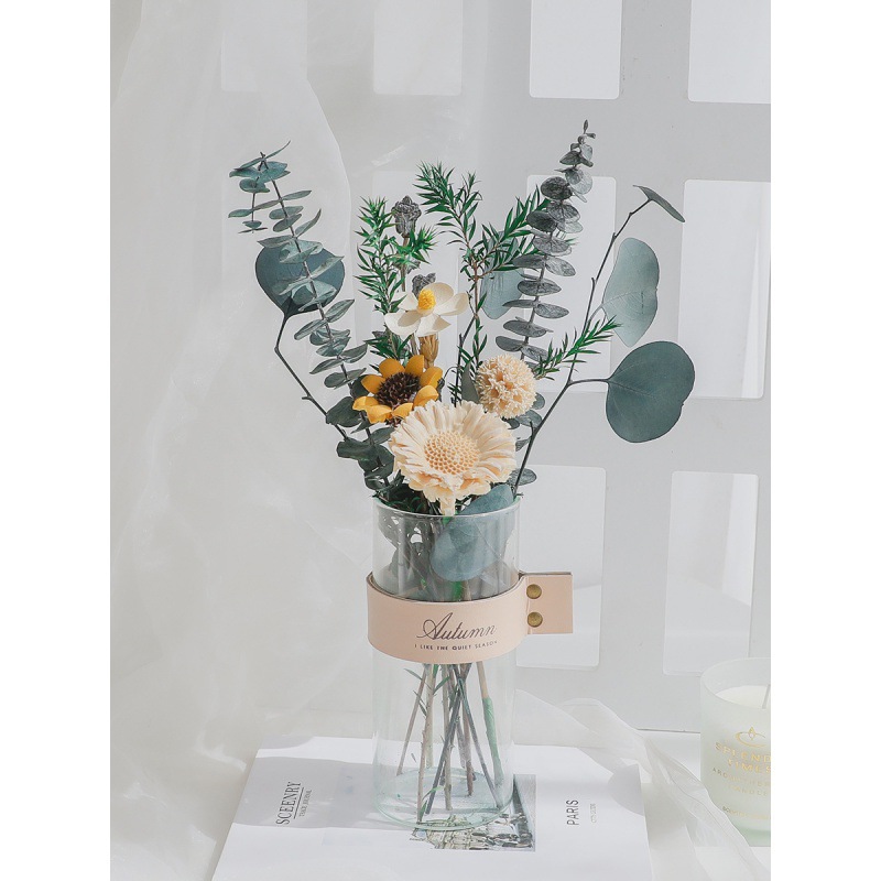 尤加利叶干花风干真花花束diy材料轻奢客厅摆设装饰风摆件代发